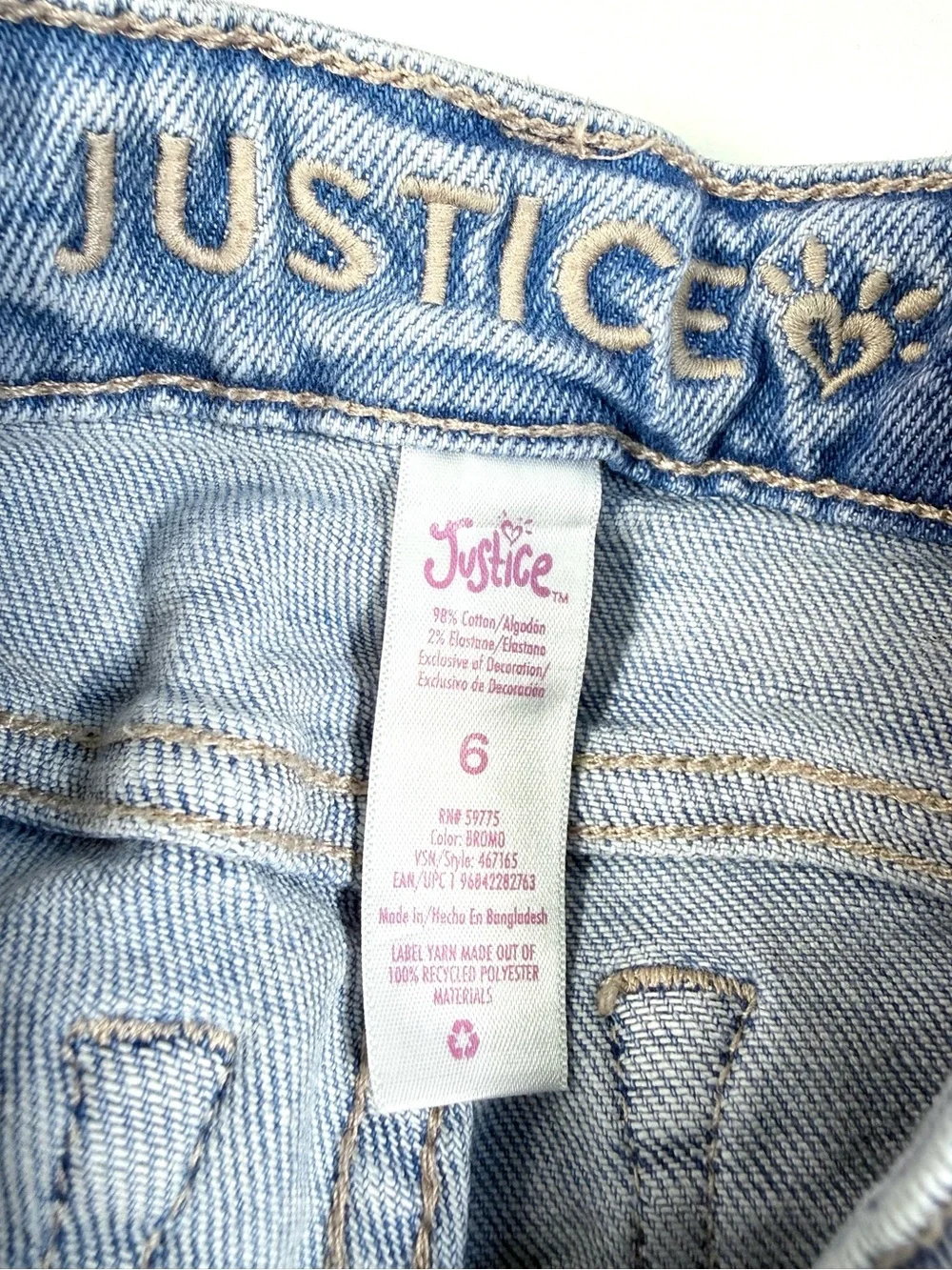 JUSTICE Girls Cargo Wide Leg Jeans 6 Light Wash Baggy Skater Y2K Denim‎ Street